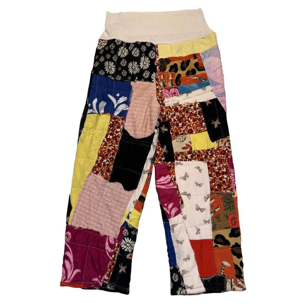 Handmade Quirky Eclectic Multicolor Quilted Patchwork Pants Size XS